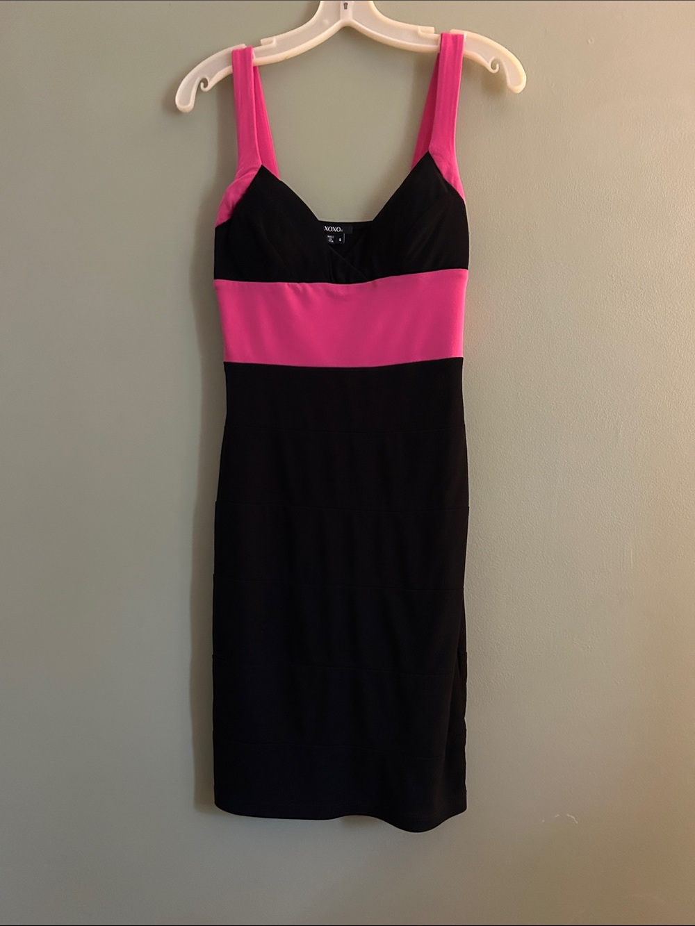 XOXO Black & Hot Pink Colorblock Sheath Dress